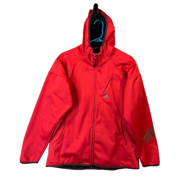 Adidas Women's Jacket Size L ClimaProof Hooded Lined Red EUC - Picture 1 of 13
